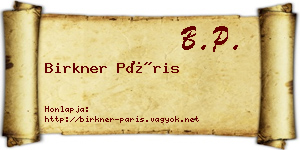 Birkner Páris névjegykártya